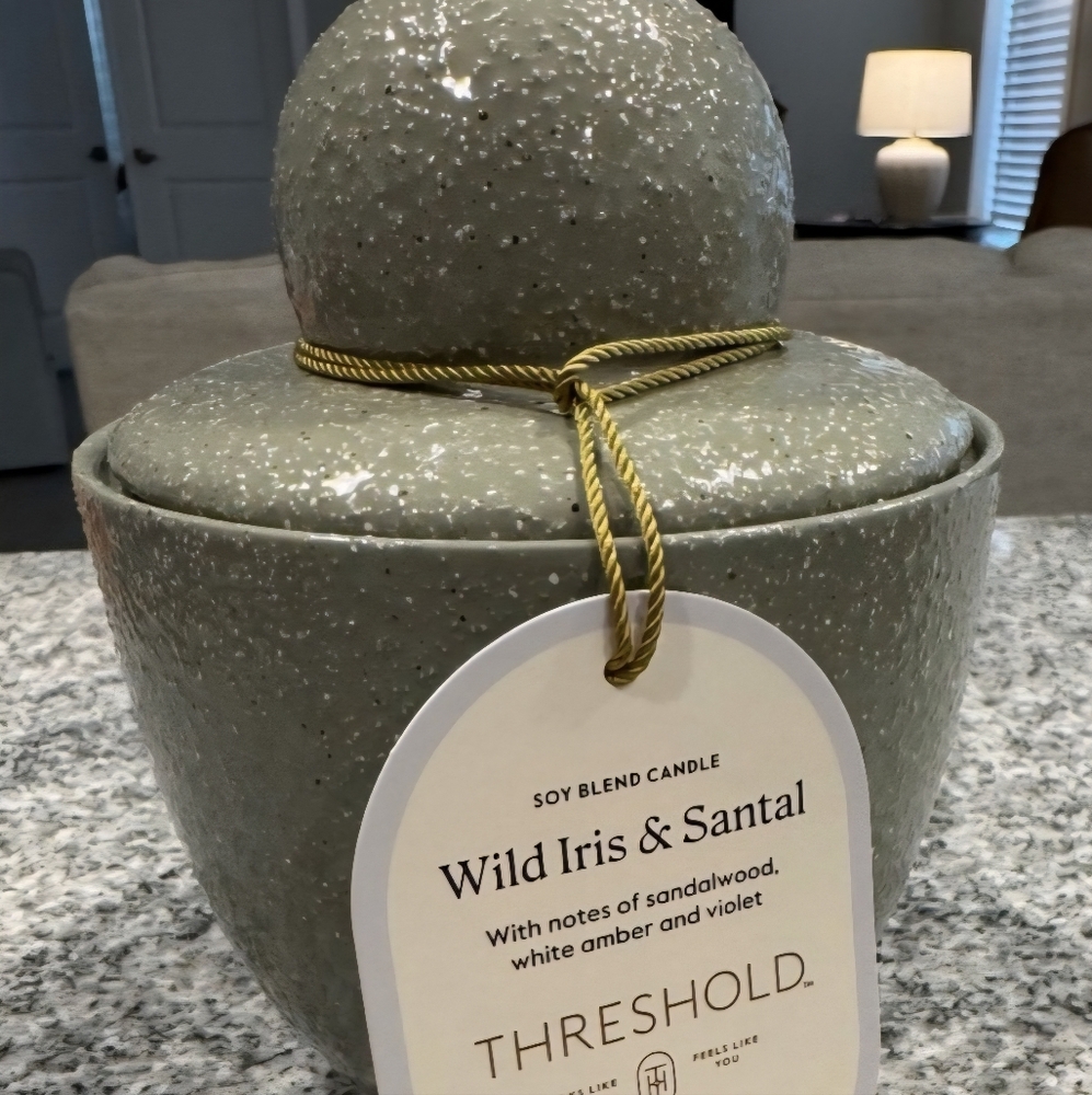 Threshold Large Green Speckled Candle  NWT 2024